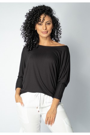 Blusa Morcego Ampla Manga 3/4 Preta