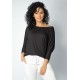 Blusa Morcego Ampla Manga 3/4 Preta