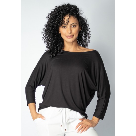 Blusa Morcego Ampla Manga 3/4 Preta