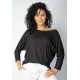 Blusa Morcego Ampla Manga 3/4 Preta