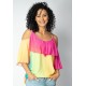 Blusa Regata Cacequi Babados Arco-Íris
