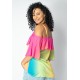 Blusa Regata Cacequi Babados Arco-Íris