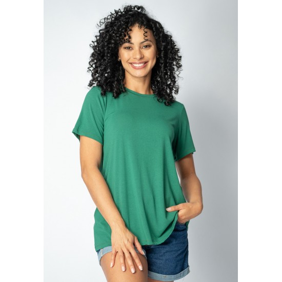 T- shirt Básica Bata Manga Curta Verde Esmeralda