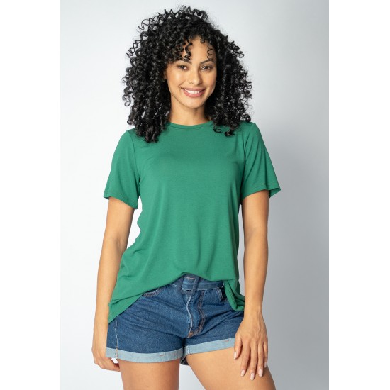 T- shirt Básica Bata Manga Curta Verde Esmeralda