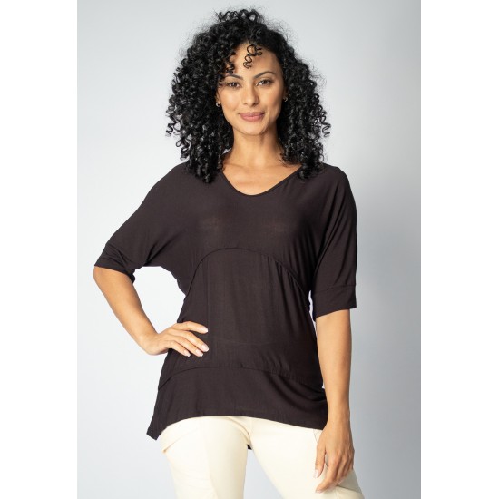 Blusa Cacatu Malha Manga Curta Preta