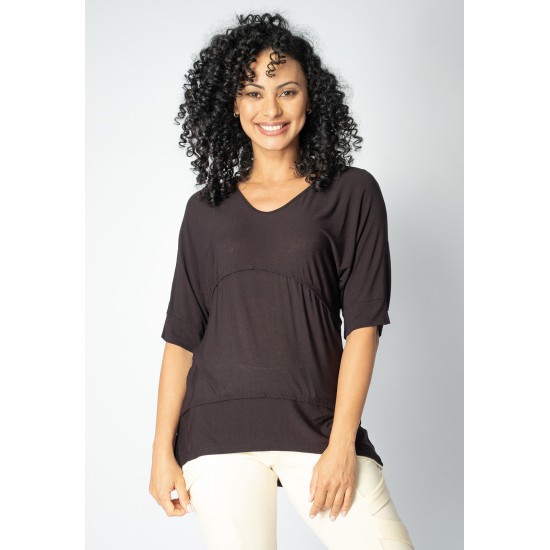 Blusa Cacatu Malha Manga Curta Preta