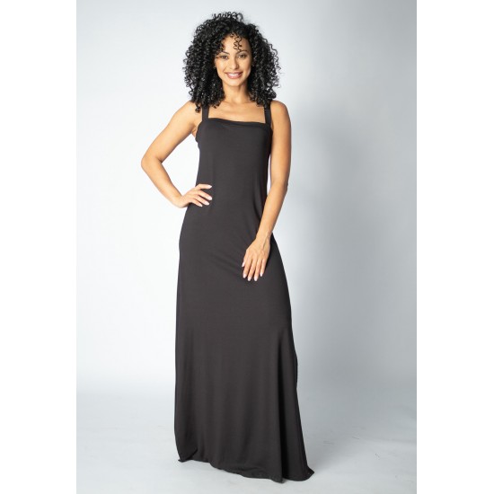 Vestido Longo Guaíra Malha Alça Grossa Preto