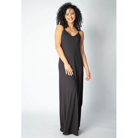 Vestido Longo Guaíra Malha Alça Fina Preto