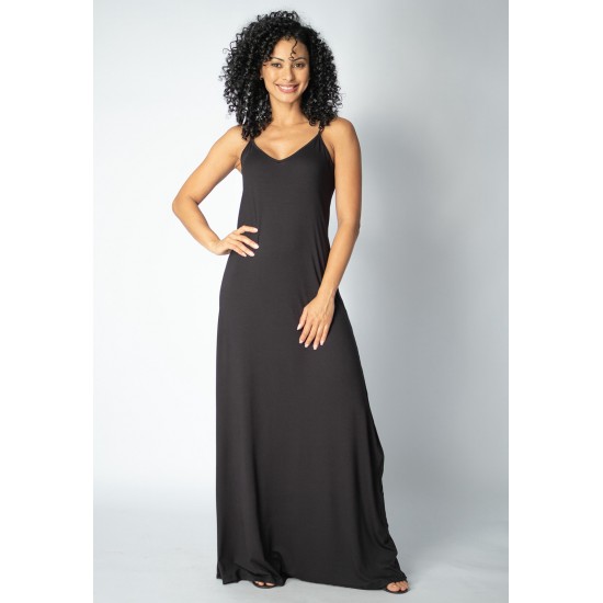 Vestido Longo Guaíra Malha Alça Fina Preto