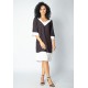 Vestido Curto Inaiê Viscose Amplo Bicolor Preto e Branco
