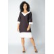 Vestido Curto Inaiê Viscose Amplo Bicolor Preto e Branco