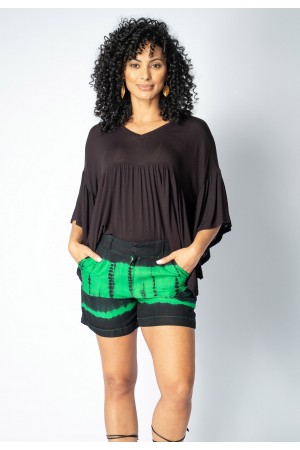 Short Îagûara com Amarração Tie Dye Verde e Preto