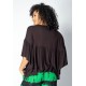 Blusa Bata Fulô Babado Malha Preta