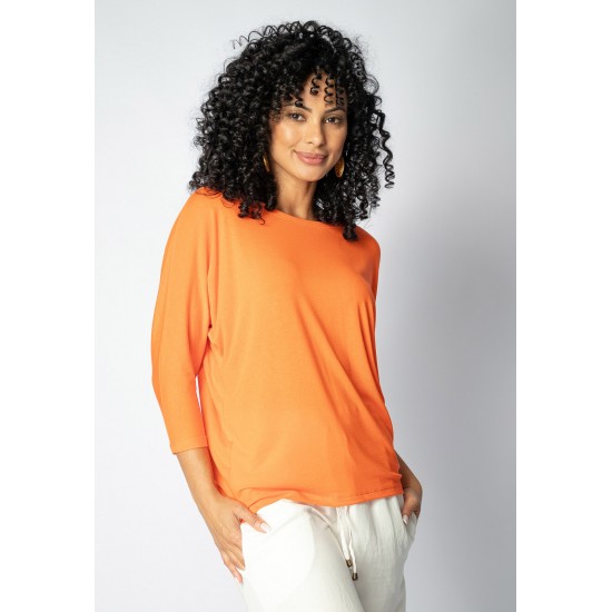 Blusa Morcego Ampla Manga 3/4 Laranja