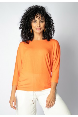 Blusa Morcego Ampla Manga 3/4 Laranja