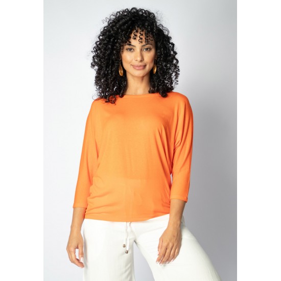 Blusa Morcego Ampla Manga 3/4 Laranja