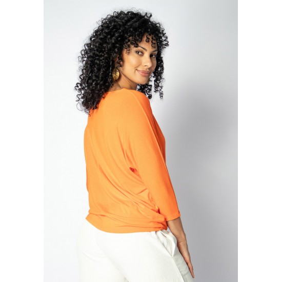 Blusa Morcego Ampla Manga 3/4 Laranja