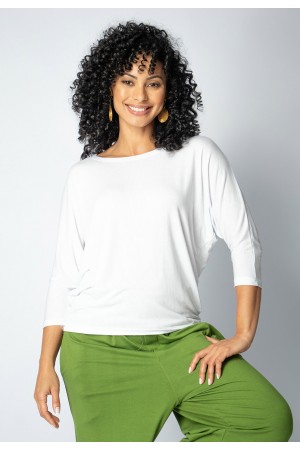 Blusa Morcego Ampla Manga 3/4 Branca