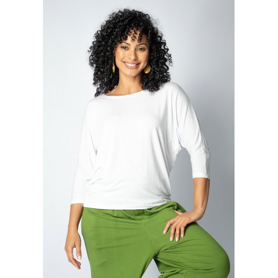 Blusa Morcego Ampla Manga 3/4 Branca