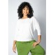 Blusa Morcego Ampla Manga 3/4 Branca