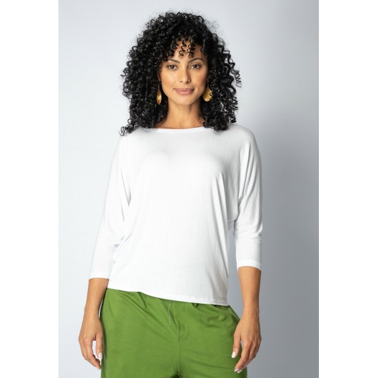 Blusa Morcego Ampla Manga 3/4 Branca