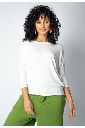 Blusa Morcego Ampla Manga 3/4 Branca