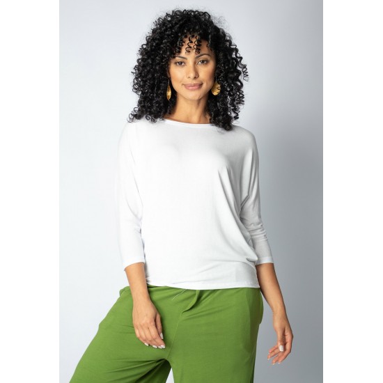 Blusa Morcego Ampla Manga 3/4 Branca