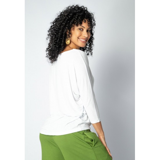 Blusa Morcego Ampla Manga 3/4 Branca