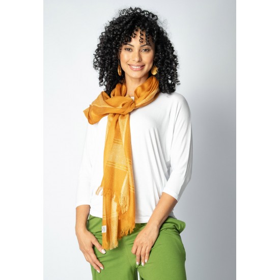 Echarpe Lenço Feminino Detalhe Dourado Panamá Amarelo Grapefruit