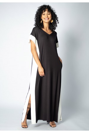 Vestido Bicolor Nheengatu Malha Preto e Branco