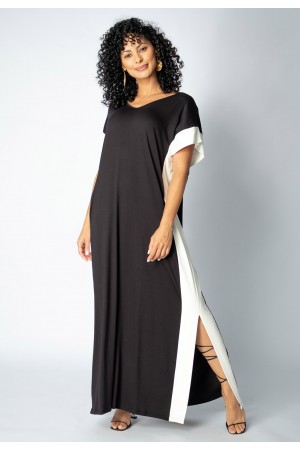 Vestido Bicolor Nheengatu Malha Preto e Branco