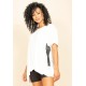 T-Shirt Ampla Malha Manga Curta Off White Gato Lateral