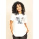 T- shirt Básica Bata Manga Curta Off White Elefante Fofo
