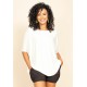 Blusa Ampla Malha Morcego Manga Curta Off White