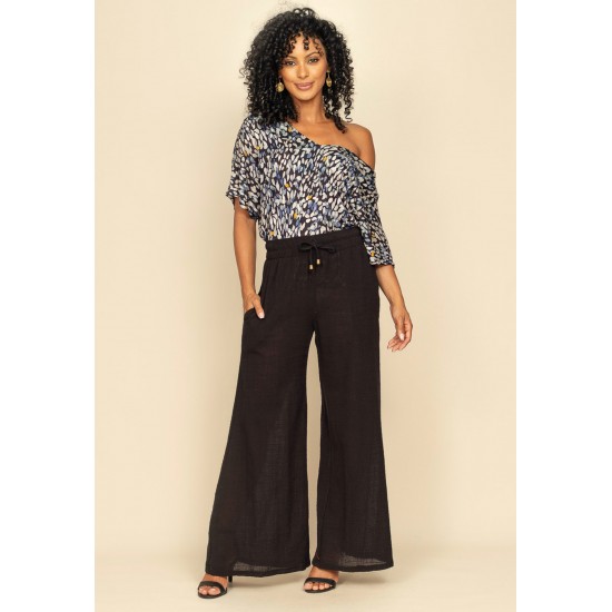 Calça Pantalona Inhambuxintã Malha Preto