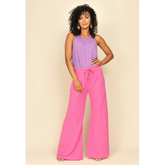Calça Pantalona Inhambuxintã Algodão Lavanda Rosa