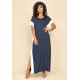 Vestido Bicolor Nheengatu Malha Azul e Branco