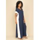 Vestido Bicolor Nheengatu Malha Azul e Branco