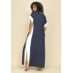 Vestido Bicolor Nheengatu Malha Azul e Branco