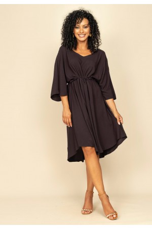 Vestido Curto Caaxixá Viscose com Cordão na Cintura Preto