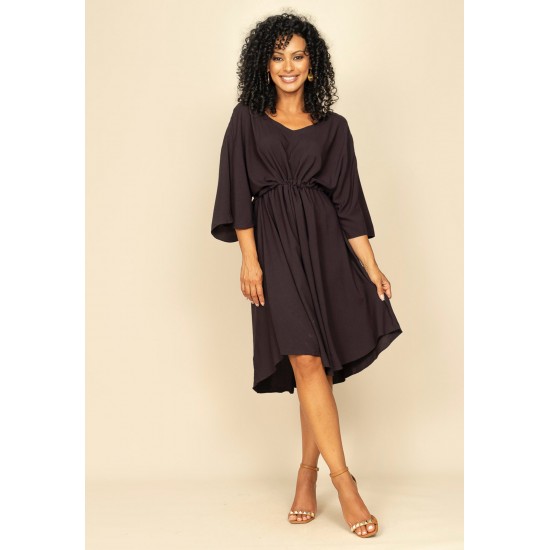 Vestido Curto Caaxixá Viscose com Cordão na Cintura Preto