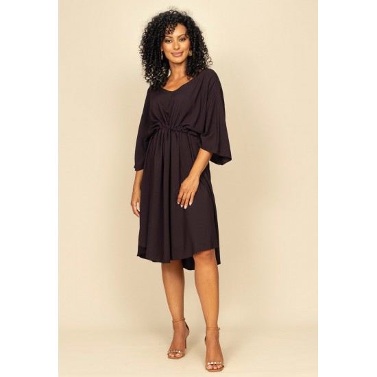 Vestido Curto Caaxixá Viscose com Cordão na Cintura Preto