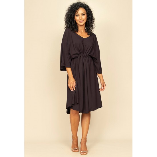 Vestido Curto Caaxixá Viscose com Cordão na Cintura Preto