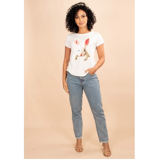 T-Shirt  Malha Off White Coelho