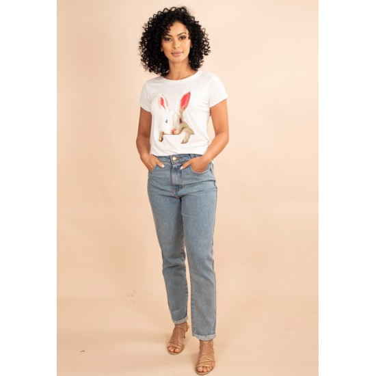 T-Shirt  Malha Off White Coelho