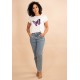 T-Shirt  Malha Off White Borboleta
