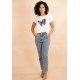 T-Shirt  Malha Off White Borboleta