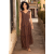 Vestido Regata Longo Peri Viscose Camadas Geométrica de Ouro Azul Marinho  