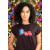 T- shirt De Malha Gola Canoa Manga Curta Preto Borboleta azul 