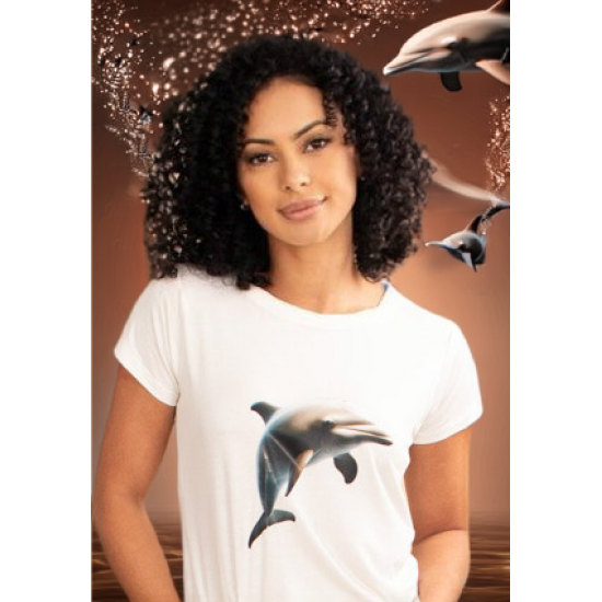 T-Shirt  Malha Off White Golfinho